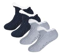 Yookat 2 Pairs Unisex Fluffy Fuzzy Warm Slipper Socks for Men Women Girls Knitted Thick Fleece Lined Grippers Non Slip Socks Soft Cozy Winter Home House Bed Floor Slipper Socks