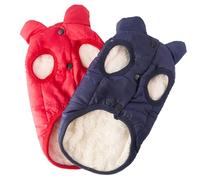 Yookat 2 Pieces Dog Jacket Warm Snowproof Doggie Puffer Vest for Cold Weather Red and Navy Blue M