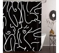 Yookeb Abstract Naked Nude Minimalist Bathroom Shower Curtain 71W by 71H Inch Art Line Black White Women Modern Polyester Fabric 12 Plastic Hooks Waterproof Decor