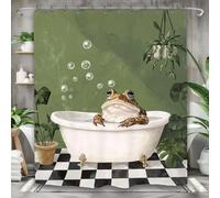 Yookeb Funny Cute Frog Bathroom Shower Curtain 71W by 71H Inch Cool Animal Green Plant Leaves Tropical Hilarious Polyester Fabric 12 Plastic Hooks Waterproof Decor