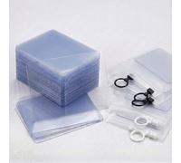 Yookeer 100 Pcs Clear ATC Cards PVC Transparent Cards 2.5 x 3.5'' Artist Trading Card Blank Playing Card with 5 Pcs Plastic Zipper Bag for ID Badge Painting Scrapbooking Journaling Gift DIY Craft