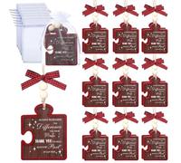Yookeer 24 Pcs Thank You Gift Always Remember the Difference You Have Made Wooden Puzzle Pendant with Bags Beads Bows Christmas Employee Gift for Teachers Nurses Colleagues (Dark Color)