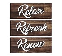 Yookeer 3-Piece Farmhouse Wall Decor - Rustic Hanging Wooden Signs for Home Bathroom, Laundry Room Decor (Brown)