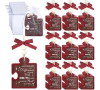 Yookeer 36 Pcs Thank You Gift Always Remember the Difference You Have Made Wooden Puzzle Pendant with Bags Beads Bows Christmas Employee Gift for Teachers Nurses Colleagues (Dark Color)