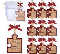 Yookeer 36 Pcs Thank You Gift Always Remember the Difference You Have Made Wooden Puzzle Pendant with Bags Beads Bows Christmas Employee Gift for Teachers Nurses Colleagues (Light Color)