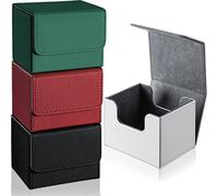 Yookeer 4 Pcs Leather Deck Boxes, Black, White, Red, Green, Horizontal
