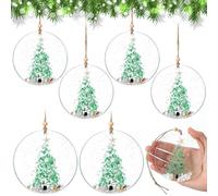 Yookeer 6 Pcs 4 Inch Coastal Christmas Ornament Xmas Ocean Themed Hanging Ornaments Aqua Christmas Tree Handmade Resin Seaglass Decor for Xmas Tree Beach Theme Birthday Home Decor