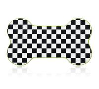 Yookeer Black and White Pup Placemat Check Plaid Cute Pet Food Mat for Dog Bowls and Cat Bowls Gift Decorations Buffalo Plaid Bone Shaped Dog Place Mat Spring Pet Accessories Supplies, 13.8 x 24 Inch