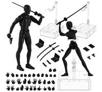 Yookeer Body Set, Drawing Action Figures Female and Male PVC Drawing Doll Human Model Figure with Joints for Artists (Black)