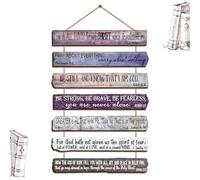 Yookeer Christian Wall Art Office Inspirational Wooden Bible Verses Wall Decor Bedroom Scripture Wall Art Meditation Inspirational Hanging Wood Sign for Kitchen Living Room(Purple,English Style)