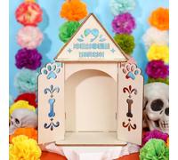 Yookeer Dia De Los Muertos Altar Dog Ofrenda, Poplar Plywood Self Painting Color Dog, Paw and Bone Papel Picado, The Day of The Dead Supplies for Dia De Los Muertos Decorations