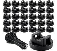 Yookeer Magnetic Zip Tie Mount Multipurpose Cable Holder Magnets Magnetic Wire Management Bases with Heavy Duty Zip, Mount Nylon Cable Ties in Total (180 Pieces,31mm)