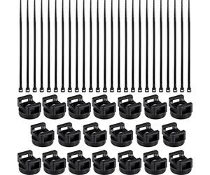 Yookeer Magnetic Zip Tie Mount Multipurpose Cable Holder Magnets Wire Management Bases with Heavy Duty Ties, and Nylon Ties in Total (120 Pieces), Black
