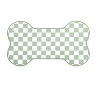 Yookeer Sage Green Pup Placemat Check Plaid Cute Pet Food Mat, 14 x 24 Inch | Dog Place Mat for Dog Bowls and Cat Bowls Gift Decorations, Buffalo Plaid Bone Shaped, Spring Pet Accessories Supplies