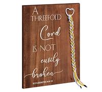 Yookeer Wedding Gift a Cord of Three Strands a Threefold Cord Unity Sign Marriage Art Wood Framed Braid for Wedding Ceremony Ideas Couple Anniversary Wall Hanging, 13.4 x 9.5 Inch(Retro Style)
