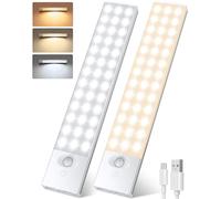 YOOKESEN Under Cabinet Kitchen Lights, 3 Color 9 Inch Cupboard Lights Motion Sensor, 78 LED Super Bright Under Cupboard Kitchen Light with Daytime Sensing Mode, 1500mAh Cabinet Light 2 Packs