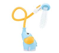 Yookidoo Baby Bath Shower Head - Elephant Water Pump with Trunk Spout Rinser - Control Water Flow from 2 Trunk Knobs in Tub or Sink for Infants and Newborn Babies (Blue and Orange)
