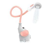 Yookidoo Baby Bath Shower Head - Elephant Water Pump with Trunk Spout Rinser - Control Water Flow from 2 Trunk Knobs in Tub or Sink for Infants and Newborn Babies (Pink)