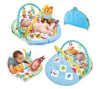 Yookidoo Baby Gym Play 'N’ Nap. 3-in-1 Activity Playmat with Foldable Infant Blanket. Tummy Time Pillow & Mirror, Sensory Toys and Newborn Rattle for 0-12 Months.