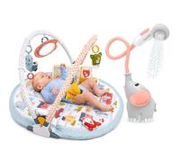 Yookidoo Bath & Play Bundle - Elephant Shower Head Rinser + 3-in-1 Urban Lay-to-Sit-Up Activity Gym Playmat with Tummy Time Toys, Mirror & Pillow