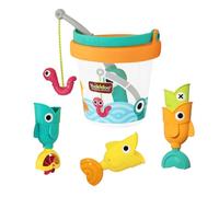 Yookidoo Fishing Set Bucket - Baby Bath Toys Catch 'N' Sprinkle Set with 3 Fishes & Fishing Rod - Sensory Water Toys for Toddlers - Mould-Free & BPA-Free Bathtime Fun for Boys & Girls
