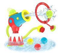 Yookidoo Toddler Bath Toy - Water Cannon Ball Blaster Shooting Game Age 3+ for Bathtub - 5 Balls Plus Target Hoop , Kinetic Hand-Powered Pump (Ages 3-6)