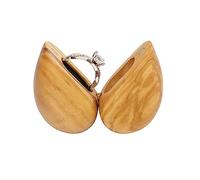 Yookin Heart Shaped Ring Box for Wedding, Proposal & Engagement - Wooden Ring Case & Holder Gift (Olive)