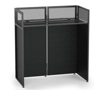 YOOKOO Foldable DJ Booth for Quick, Tool-Free Assembly, DJ Table with White & Black Scrims, Metal Frame DJ Facade, DJ Stand with Cable Hole, Anti-Slip Foot Pad and Carry Bag, for Parties & Events