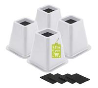 Yookwutar 4 Pack Furniture Risers 6 Inch, Bed Risers Heavy Duty for Table Desk Couch Chair Sofa Cabinet Bed Frame Dorm, Square Table Leg Risers Lift Height 6", White