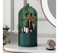 YOOLENS Makeup Brush Holder with Lid 360 Rotating Clear Dustproof Make Up Organizers for Vanity Bathroom Countertop, Green