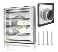 Yooler Ø100mm 4 Inch Air Vents with Check Valve, 304 Stainless Gravity Grille Movable Slats,Extractor Fan Vent Cover for Walls, Insect Protection Grille for VMC Pipe mit Gummidichtungen und Schrauben