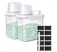 Yooler 1100ml Washing Powder Storage, 2 Pcs Laundry Detergent Dispenser with Measuring Cup, Washing Powder Container Detergent Dispenser for Laundry Powder, Grain Rice Snacks, Pet Dry Foodder