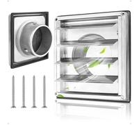 Yooler Ø125mm 5 Inch Air Vents with Check Valve, 304 Stainless Gravity Grille Movable Slats,Extractor Fan Vent Cover for Walls, Insect Protection Grille for VMC Pipe mit Gummidichtungen und Schrauben