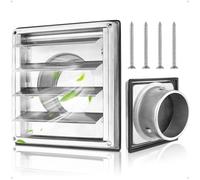 Yooler Ø150mm 6 Inch Air Vents with Check Valve, 304 Stainless Gravity Grille Movable Slats,Extractor Fan Vent Cover for Walls, Insect Protection Grille for VMC Pipe mit Gummidichtungen und Schrauben