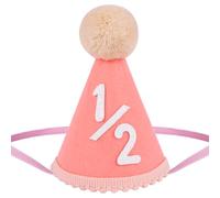 Yoolhamy 1/2 Birthday Hat for Baby Boys Girls, Handmade Half Birthday Hat - Ideal for 6 Months Milestone Celebrations, Cake Smash, and Photo Props Half Way to One (Pink-2)