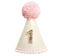 Yoolhamy 1st Birthday Hat for Baby Girls Boys - Boho First Birthday Crown Conical Cap Decorations (Pink)