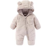 Yoolhamy Baby Snowsuit, Newborn Baby Pram Suits Clothes Bear Hooded Romper Fleece Winter Coat with Bear Ears for 0-3M 3-6M Unisex Todder Girls Boys (Beige, 3-6M)