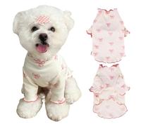 Yoolhamy Dog Clothes for Small Dogs Chihuahua Outfits Spring Summer tshirts Bow Stretchable Ruffle Breathable Dress for Shih Tzu Yorkshire Puppy Girl Pets Cats (Pink, XS)