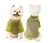 Yoolhamy Dog Clothes for Small Dogs Jumper Winter Warm Striped Outfits with Leash Ring Soft Sweatshirts for Chihuahua Schnauzer Shih Tzu Yorkie French Bulldog (Green, L)
