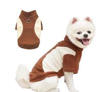 Yoolhamy Dog Clothes Winter Jumper for Small Dogs Fleece Warm Outfit with D-Ring Soft Pet Coat Chihuahua Schnauzer Shih Tzu Yorkie French Bulldog (Brown, S)