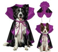 Yoolhamy Dog Halloween Costume, Pet Cape for Medium Large Dogs Funny Red & Black Halloween Costumes with Neck Armor Adjustable Strap Idea for Vampire Party Cosplay