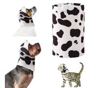 Yoolhamy Dog Snood Ear Protectors for Grooming Muffs Noise Protection Neck and Ears Warmer Headwear for Pet Dogs and Cats Bathing (Cow, S)