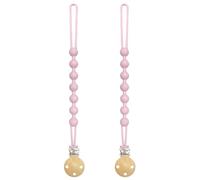 Yoolhamy Silicone Dummy Clip for Baby Boys Girls, 2Packs Soother Clips, Soft Flexible Dummy Case Pacifier Holder Clips (2pcs Pink)