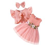Yoolhamy Toddler Baby Girls Dress and Cardigan Set Long Sleeve Cotton Princess Tutu Dresses with Outfits Coat