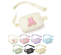 YOOLIFE Initial Crossbody Bag Belt Bag Fanny Packs, Personalized Birthday Gifts for Women Teen Girls Her Mom Daughter Freind Sister Teacher, Beige, S, A
