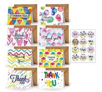 Yoolly 8 Pack Thank You Cards, Thank You Greeting Cards Multipack with Envelopes and Stickers, for Teachers, Graduation, Wedding, Family, Birthday, Business (Watercolor, 8 cards)