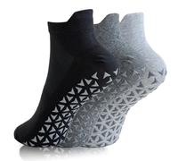 Yoolly Yoga Socks for Women & Men, 3 Pairs Non Slip Pilates Socks for Barre, Fitness, Dance, Ballet, Hospital, Home, Size 4-9 (UK, Numeric, 4, 9, Regular, Regular, Black/Light Grey/Dark Grey)