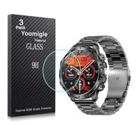Yoomigle 3 Pack Compatible with HIRREO AK75 Pro Smart Watch 1.85 Inch Screen Protector Tempered Glass Compatible with LIGE FV15 1.85'' Smartwatch Screen Protectors Foils Glass 9H 0.3MM Anti-Scratch
