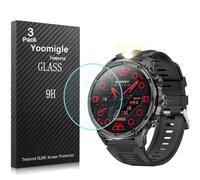 Yoomigle 3 Pack Compatible with HIRREO FV13 Smart Watch 1.85 Inch Screen Protector Tempered Glass Compatible with LIGE V99 1.85'' Smartwatch Screen Protectors Foils Glass Anti-Scratch