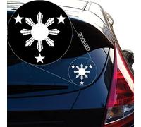 Yoonek Graphics Philippines Flag 1 Sun and 3 Stars Logo. Filipino Decal/sticker for Car Window, Laptop, Motorcycle, Walls, Mirror and More. Sku: 574 (6" Height, White)